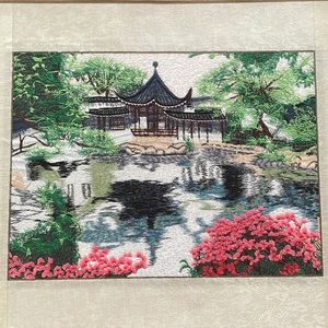 Embroidered wall art tapestry